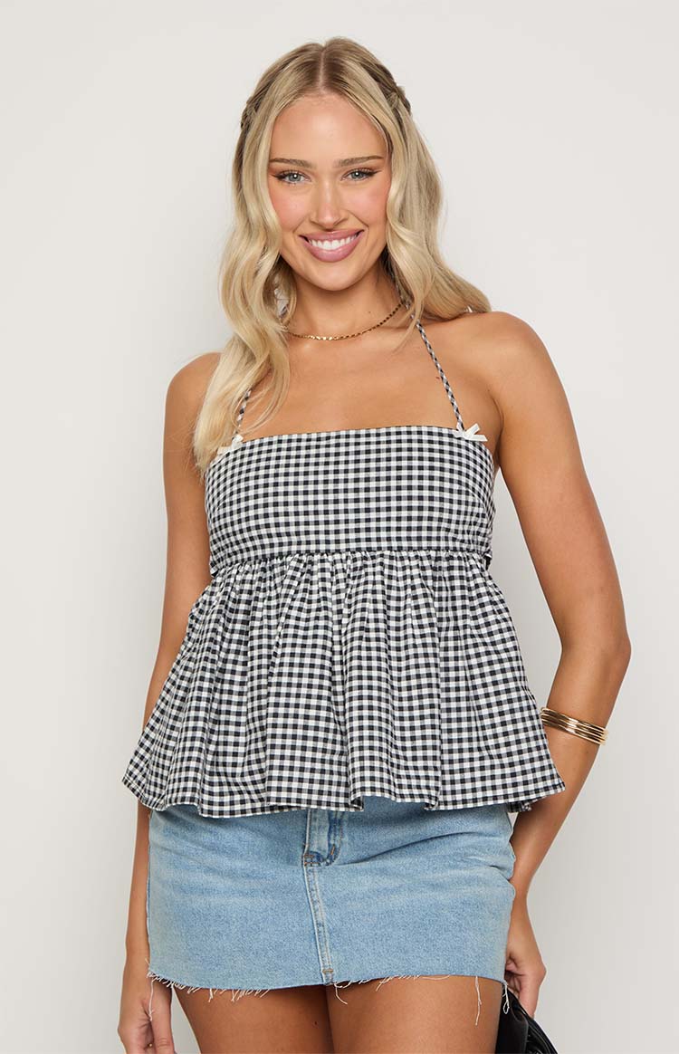 Styling Black Gingham Halter Top