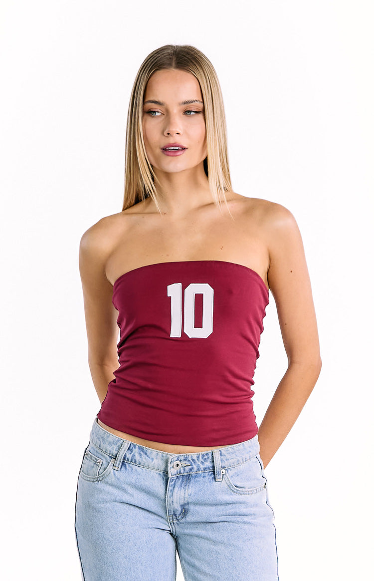 Styling Burgundy Strapless Top