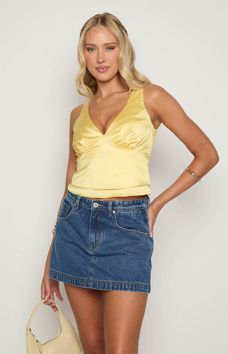 Styling Petal Yellow Satin Top