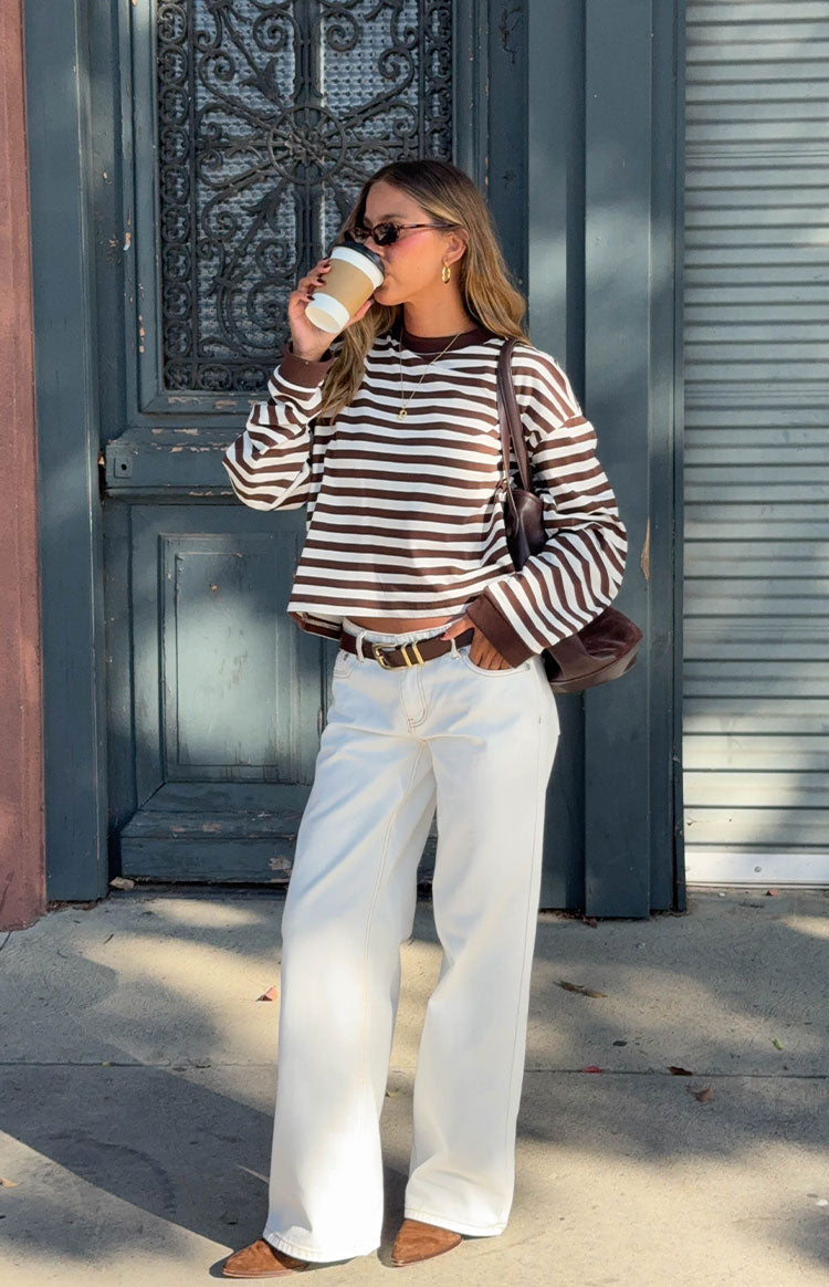 Styling Breezy Chocolate Stripe Long Sleeve Top
