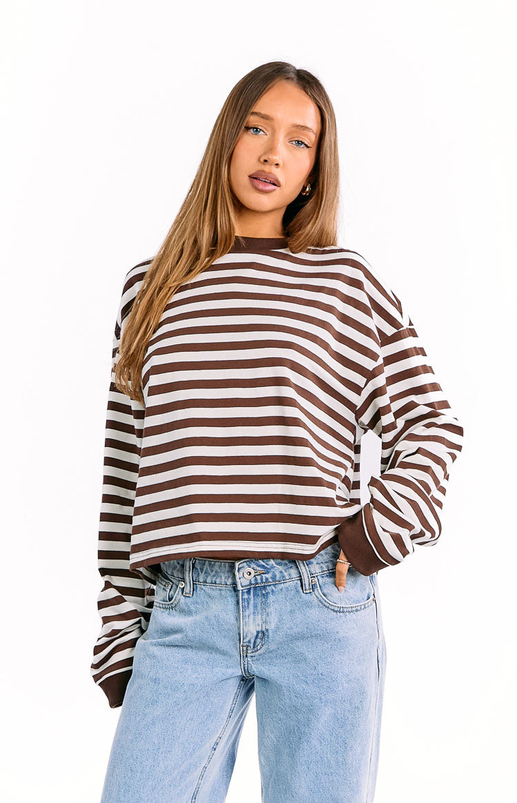 Styling Breezy Chocolate Stripe Long Sleeve Top