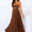 Women’s Brown Satin Strapless Pleated Maxi Evening Dress – Elegant Formal Gown