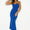 Women’s Blue Midi Evening Dress – Elegant Sleeveless Cocktail Party Dress